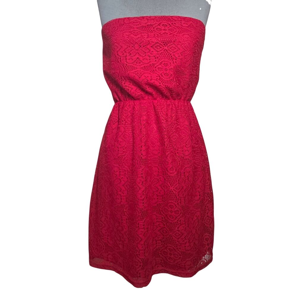 Red Lace Sleevless Mini Dress